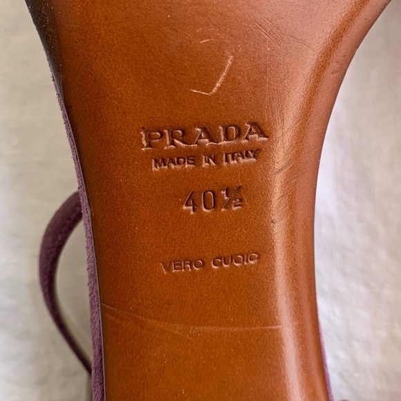 Vintage Prada Suede Stitch Square Toe Sandal Block Heels Purple - Picture 7 of 7